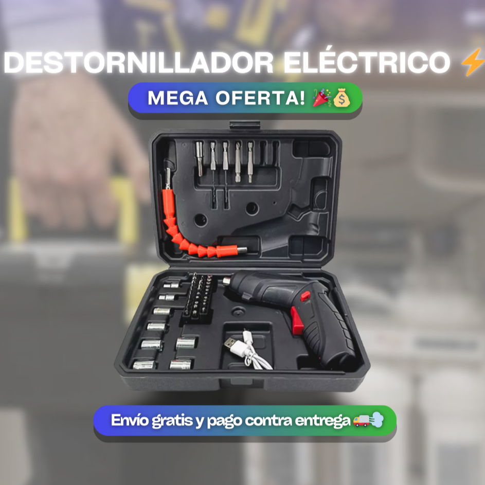 JUEGO DE DESTORNILLADOR ELÉCTRICO 47 Pzs MANGO GIRATORIO 🔧⚡